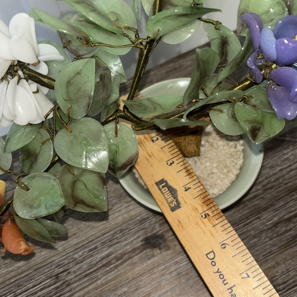 Vintage Jade Gemstone Bonsai Tree Rose Quartz Agate Carnelian Hand-carved Floral - Picture 15 of 15